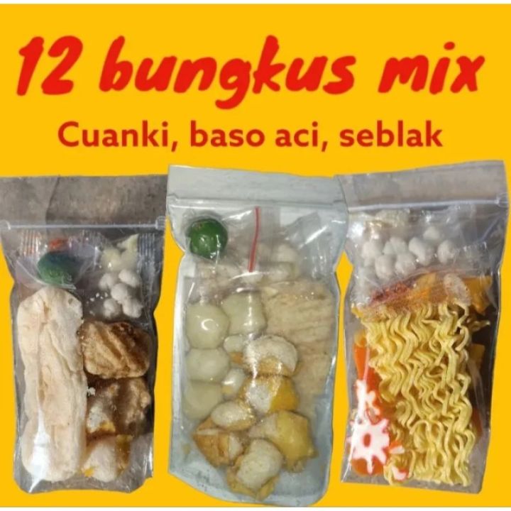 Paket hemat mix 12pcs baso aci, cuanki instan, seblak instan