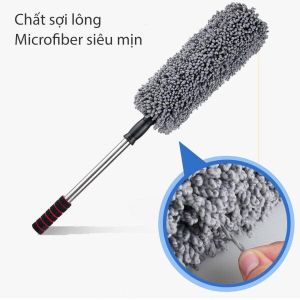 Cây chổi tròn lau bụi bằng sợi dầu cán dài kim loại rửa xe dọn nội thất cho xe hơi xe ô tô xe tải