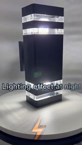 Lampu Dinding Pilar Kotak 2 Arah Hitam e27 persegi Hias Taman gedung rumah minimalis - Emico HP773/2 Black - Fitting 2 x E27 - Dimensi 95mm x 95mm x 340mm - Cocok untuk Indoor dan Outdoor