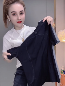 Áo Thun Tay Ngắn Dáng Ôm Phong Cách Hàn Quốc Mùa Hè 2025 Cho Nữ Màu Trơn in Họa Tiết Xương Cá Quần Áo Công Sở Thường Ngày