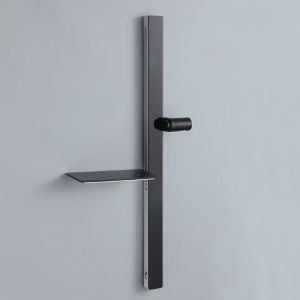 AZOS | Tempered Glass Adjustable Shower Rod Black