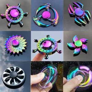 EDC Fidget Spinner Metal Toy Rainbow Spiner R118 Hand Spinner Toys Adult Relieves Stress Children Raytheon Mushroom 60-65mm