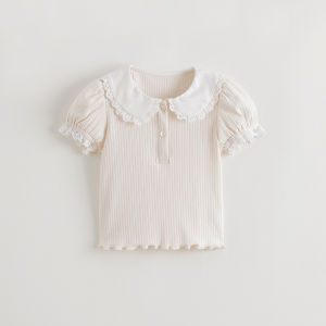 Marc&Janie | Lace Peter Pan Collar Soft Stretch Short Sleeve T-Shirt
