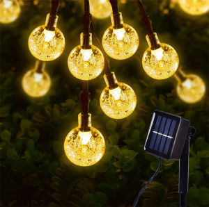 5/7/12m Solar LED Crystal Globe Camping Fairy Light Wedding Party Garden Decoration Outdoor Light Outdoor Solar String Light