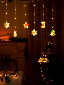 3M LED Curtain Lights Santa Xmas String lights Wave Fairy Lights for Home Window New Year Decoration Holiday Light 8 modes Christmas light curtain design