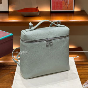 High-Quality Leather LP Double Shoulder Bag Womens 2024 New Togo Cowhide Lunchbox Bag Travel Large Capacity Bookbag