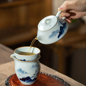 TangJun | Handmade Blue and White Porcelain Tea Pot Large Capacity