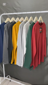 Paket Hemat 3 Pcs Kaos Pria Henley Lengan Panjang / Kaos Kancing Polos Pria Casual Size M - XL