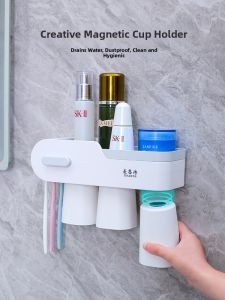 MAIENS | Wall-mounted No-drilling Dental Supply Organizer Toothbrush and Cup Set