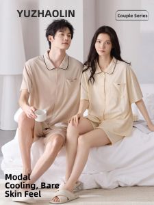 Yuzhaolin | Couples Thin Summer Short Sleeve Shorts Cooling Silk Home Wear Set