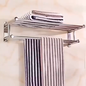 Wall Mounted Bathroom Towel Rack with Storage Shelf