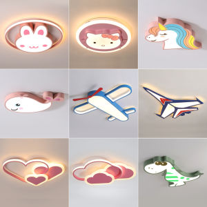 Childrens Room Ceiling Light Cartoon Princess Creative Eye Protection Aircraft Lamp Bedroom Abs Iron Art Modern Simple Style
