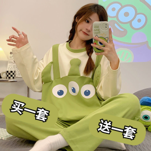 ชุดนอนผู้หญิงสำหรับฤดูใบไม้ผลิและฤดูใบไม้ร่วงชุดอยู่บ้านฤดูใบไม้ร่วงใส่ออกไปข้างนอกได้ไซส์ใหญ่แบบใหม่ปี2023ฤดูหนาวแขนยาวผ้าฝ้ายแท้