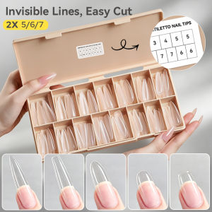 BORN PRETTY | BORN PRETTY Long Stiletto Nail Tips With Built-in Guide Lines Full Cover 238PCS 12 Sizes Reshape Into Multiple Shapes Salon Nail