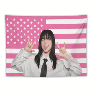 1pc Celebrity-Themed Pink and White Flag Wall Tapestry Patriotic Decor for Bedroom Living Room Dorm Orientation