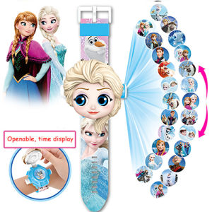 New Projection Minnie Children Watches For Girls Disney Princess Elsa Spiderman Kids Watch with 24 images Digital Clock Boys