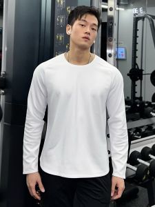 Mens Long Sleeve T-Shirt Basketball Fitness Running Loose Quick Dry Yoga Hoodie White American Training Wear Sportswear