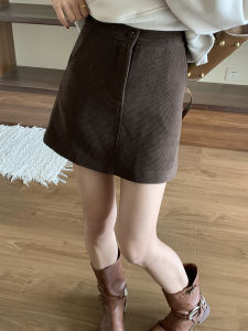Autumn London Super Comfortable Corduroy A-Line Mini Skirt Womens Commute Versatile Short Skirts Pure Color Natural Waist