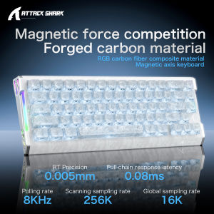 ATTACK SHARK | ATTACK SHARK R68HE Mechanical wired Keyboard RGBForged Carbon Fiber Panoramic Lighting Customizable Web Driver eSports