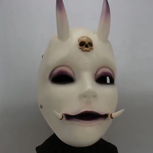 หน้ากากปีศาจนีหน้ากากเรซิน Prajna แบบญี่ปุ่นอุปกรณ์สำหรับปาร์ตี้ฮาโลวีนปาร์ตี้เทศกาลคอสเพลย์หน้ากากสะสม