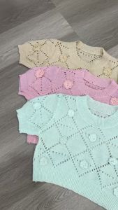 SV 6448 - Myla Flower Top | Silvervogue | Atasan Rajut Pakaian Kasual Wanita