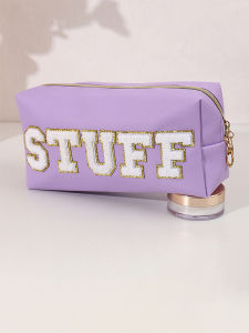 New Large Capacity Embroidered Letter Clutch Makeup Bag Portable Toiletry Bag High Aesthetic Value Storage Organizer for Women