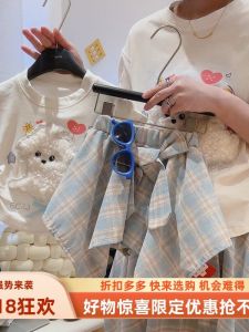 Trendy Pure Cotton Short Sleeve Top for Girls Childrens Fashionable Clothing Summer New Arrival Cartoon Print Casual Wear