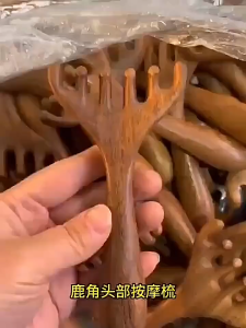 Deer Antler Massage Comb Acupuncture Comb For Promoting Blood Circulation Six-Claw Massage For Promoting Blood Circulation Scalp Wooden Comb Wooden Comb Gua Sha Massage Comb Meridian Comb