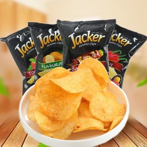 Malaysia Import Jacker Jack Potato Chips 60G * 4 Bagged Spicy Tomato Flavor Puffed Snacks Potato Chips