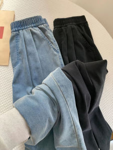 YAYANGREN | 2026 Womens Blue Tencel Jeans Summer Thin Straight Leg Wide Leg Pants