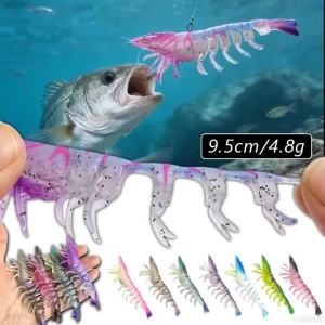 Soft Shrimp Fishing Lure 9.5cm 4.5g Blank Multi-Joint Prawn Bait Unrigged Hookless Soft Lure for Bass Trout Fishing Pesca Tackle