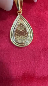 Poh Heng Jewellery 22K Glittering Droplet Pendant in Yellow Gold [Price by Weight]