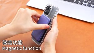 2 in 1 Universal Foldable Plain Magnetic Phone Stand Bracket Mount Card Holder PU Leather Wallet