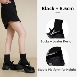 Josiny | Height Increasing Thick Sole Chunky Heel Elastic Ankle Bootie Loafer