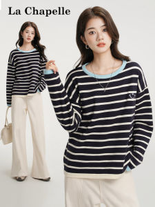 La Chapelle | Lazy Casual Striped Long Sleeve Knitwear Loose Embroidered Innerwear
