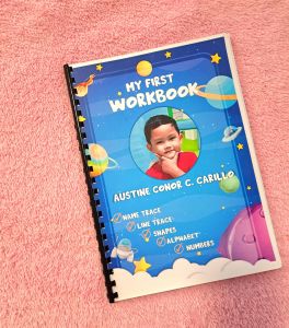 100++ pages for 190 pesos Customized Workbook for kids with NAME TRACE