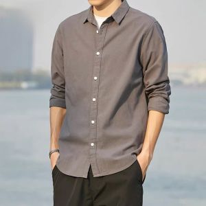 ROMON | Lormen Pure Cotton Long Sleeve Shirt Mens Spring Autumn New No Ironing Casual Workwear Summer Shirt Jacket Standard Fit Youth Popular