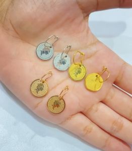 Anting Koin Elizabeth Titanium Anti Alergi Wanita Aksesoris Perhiasan Drop Earing Vintage Style 46-AT