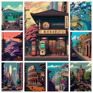City Pixel Street Landscape Rectangle Paper Jigsaw Puzzle 500 1000 1200pcs For Adults Home Decor Gift Brain Teaser Family Game
