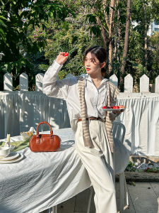 Fashionable White Cotton Hooded Long Shirt Womens Spring Summer New Style Suri2024 Commute Simple Style Straight Tube Type