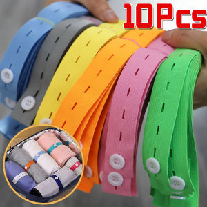 10pcs lưu trữ dây chun với nút lỗ Nylon ràng buộc dây đeo gấp quần áo ban nhạc đầy màu sắc đa năng đai buộc đựng quần áo
