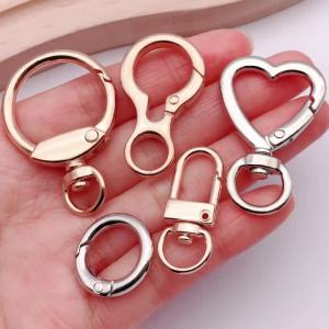 10pcs Mixed Shape Keychain Hardware Alloy Rotundity Snap Hooks Lobster Clasps Key Rings For DIY Bag Charm Jewelry Findings