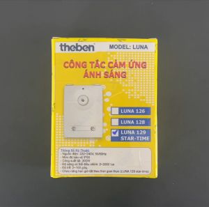 Công tắc cảm ứng ánh sáng bật đèn khi trời tối và tắt khi trời sáng công suất tải 300w chỉnh được độ lux Theben Luna 129 Star Time