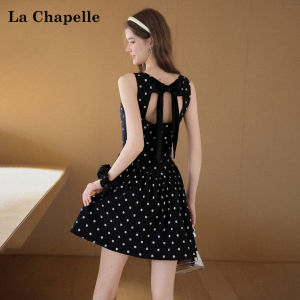 La Chapelle | Polka Dot Halter Backless A-Line Mini Dress