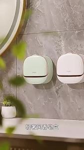 Nurm Creative Soap Box Drain Perforation-Free Shelf Wall-Mounted Soap Box with Lid Laundry Soap Box