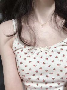 Brandy Gir BM Pure Cotton Womans Tank Top with Open Back Butterfly Knot Lace Details Sling Style for 25-29 Birthday Party