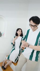 Midi Dress Wanita Polo Stripe - Tunik Kerah Polo - Kenzio Midi Polo