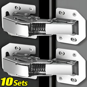 10/20Sets 90 Degree Concealed Hinges / Cupboard Door Bridge Cabinet Hinge / No-Drilling Buffer Hinge with Screws / Furniture Hardware Tools