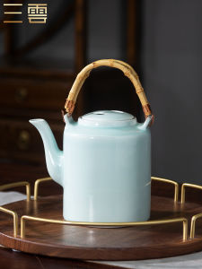 Ấm Trà Sứ Cảnh Đức Trấn Ấm Nước Lạnh Dung Tích Lớn Ấm Nước Lạnh Sứ Màu Xanh Thẫm Cỡ Lớn Ấm Đun Nước Bộ Đồ Ăn Gốm Sứ Thương Mại