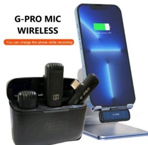 Dual Mic Microphone Nirkabel Wireless Lavalier HS9 With Charging Case Clip ON Type C